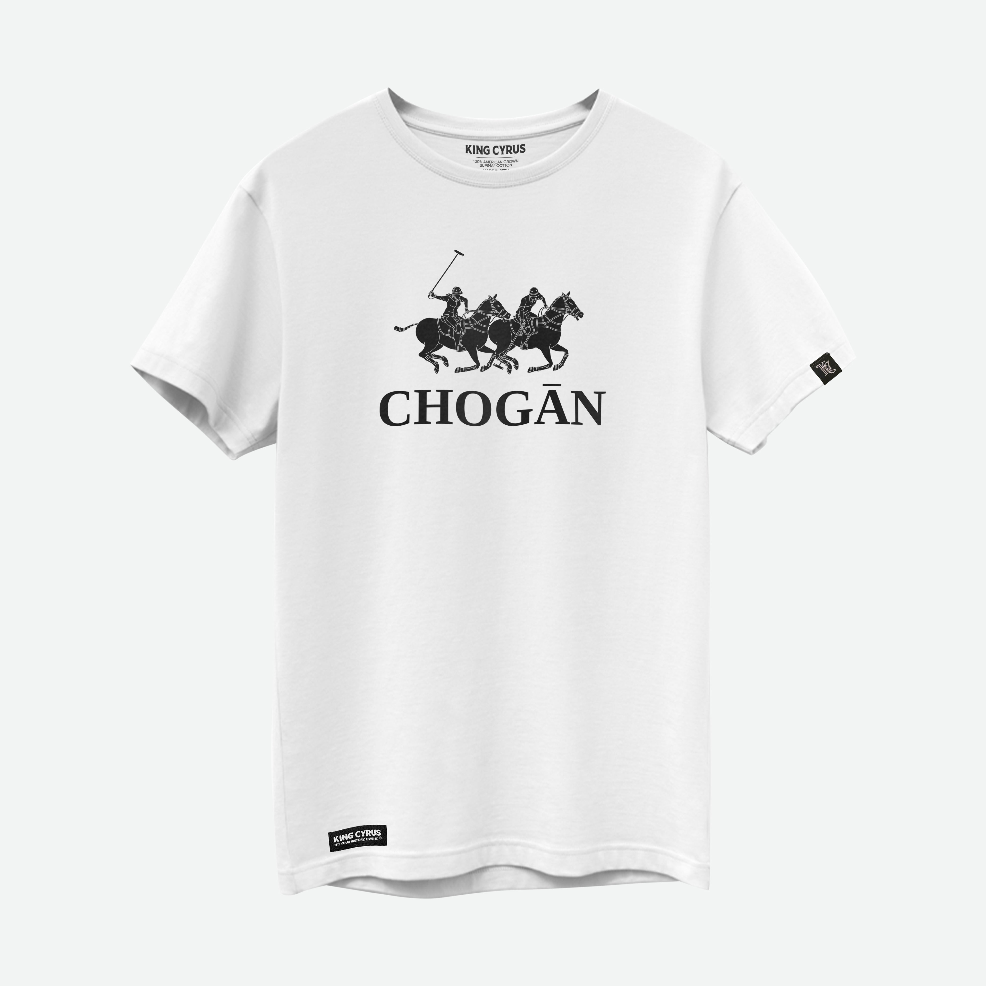 Black Chogān Polo Emblem on white SUPIMA® cotton t-shirt