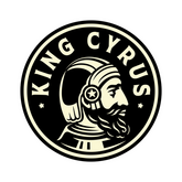 King Cyrus Clothing Company logo, modern with a vintage twist, symbolizing strength, pride, and Persian heritage.